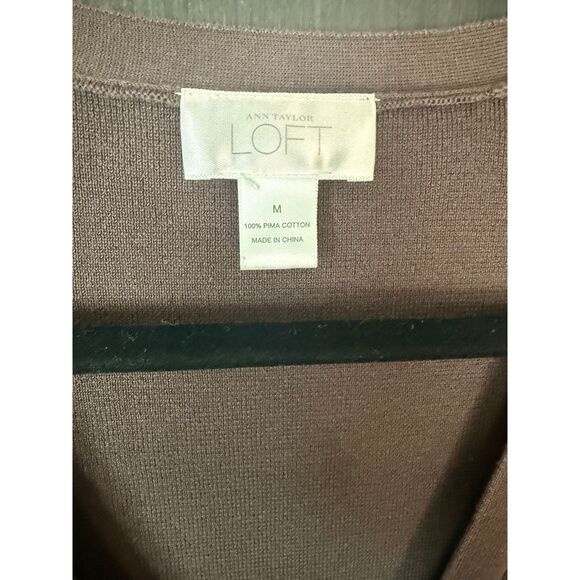 Ann Taylor LOFT Women’s Brown Cardigan Size M 100% Pima Cotton Button Sweater - Picture 3 of 3